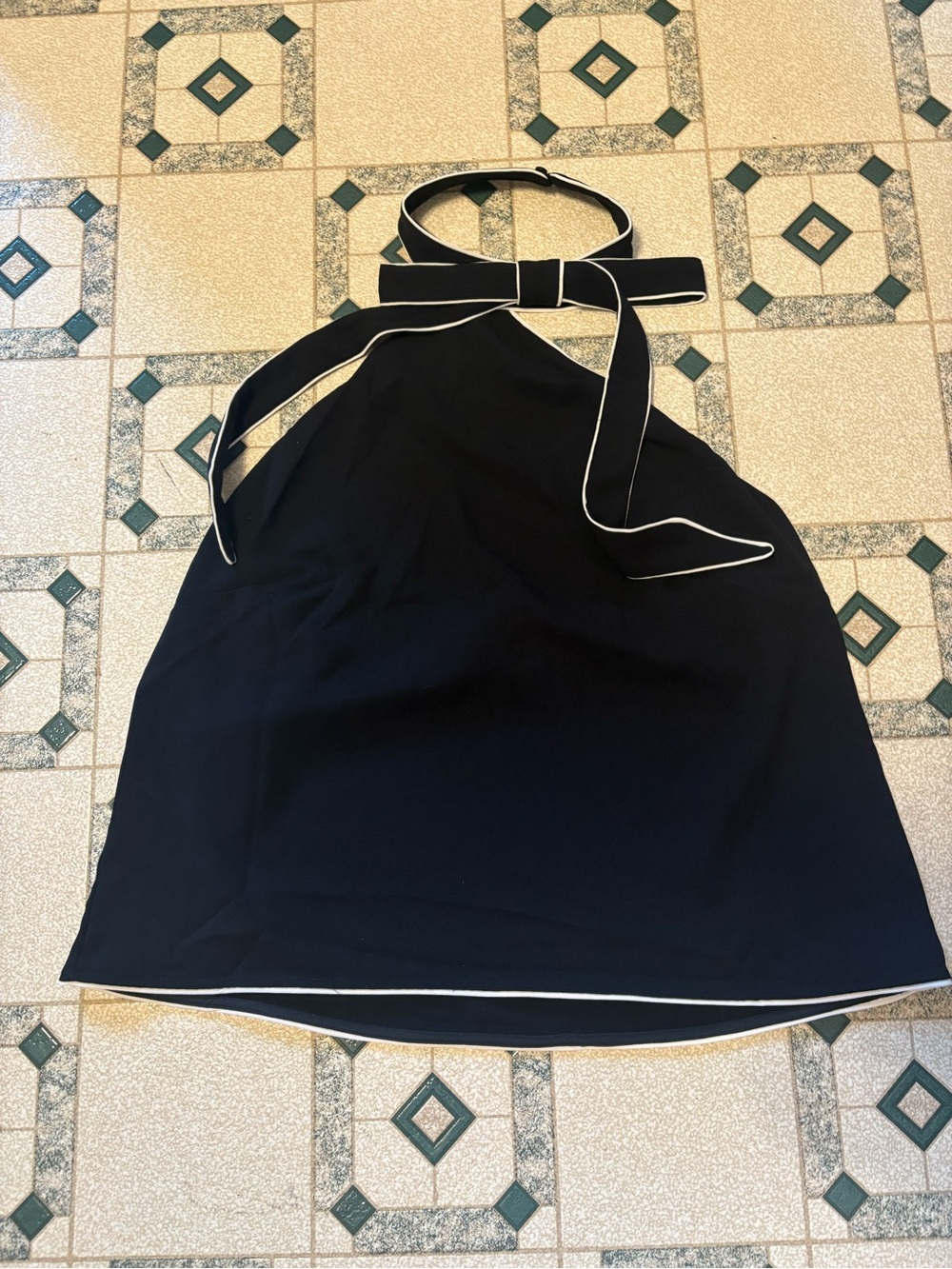 H&M Black Halter Top with White Piping
